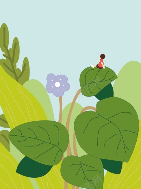 美丽春季花草树木海报素材插画背景模板背景