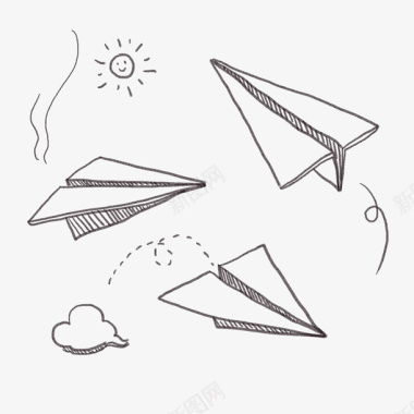 手绘透明纸飞机图标图标