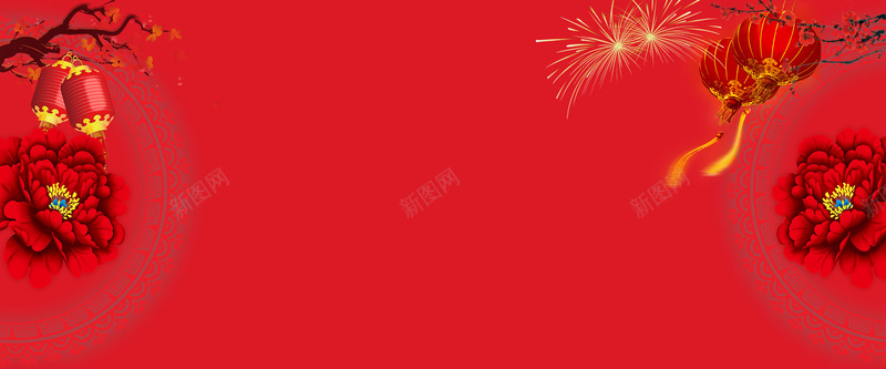 春节鸡年红色淘宝海报背景背景