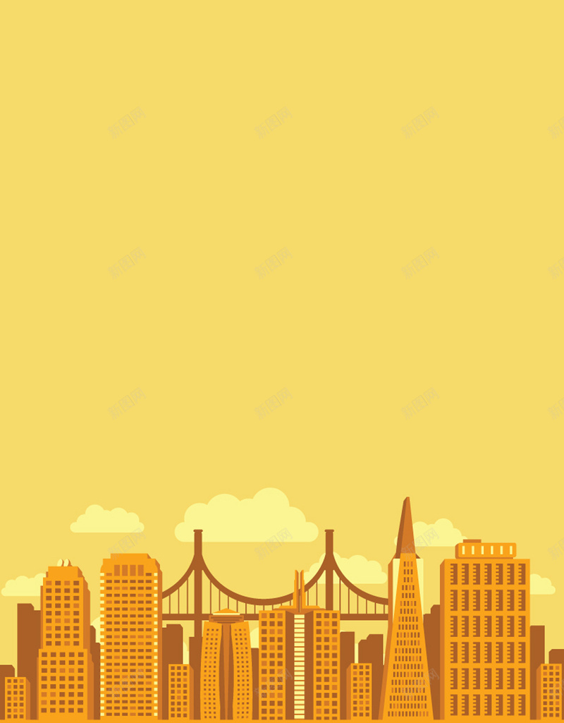 城市H5背景jpg设计背景_88icon https://88icon.com h5 卡通 城市 橙黄 童趣 H5背景 H5 手绘