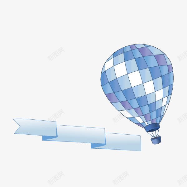 蓝色热气球飘带装饰图案png免抠素材_88icon https://88icon.com 热气球 蓝色 装饰图案 飘带