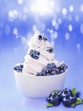 蓝莓冰淇淋海报背景背景