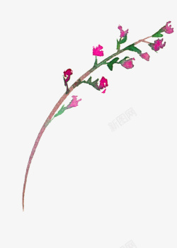 手绘水彩绘画粉嫩花卉绿叶素材