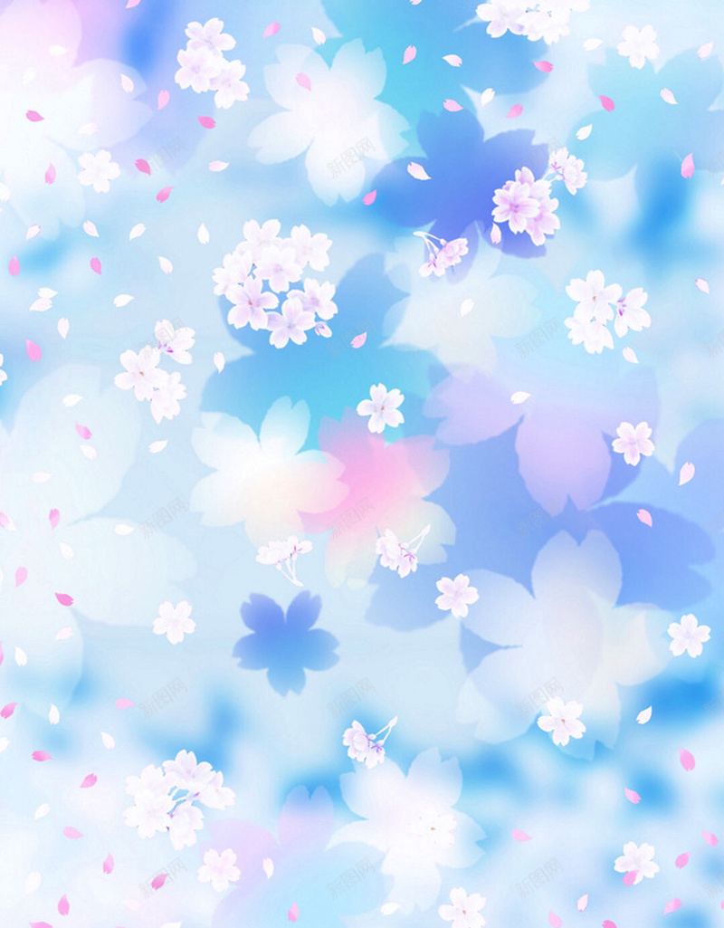 卡通H5背景jpg设计背景_88icon https://88icon.com 卡通 卡通素材 手绘 浪漫 童趣 粉色 花朵 花瓣 蓝色