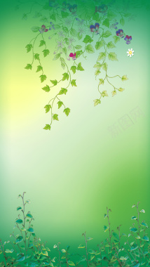 绿色藤蔓小花H5背景背景
