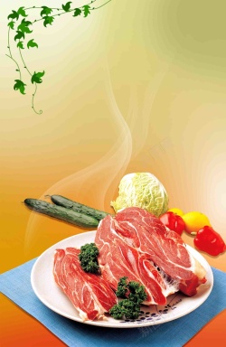 牛肉菜单韩式美食菜单菜谱雪花牛肉黄瓜海报背景高清图片