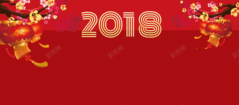 2018新年腊梅红色背景背景