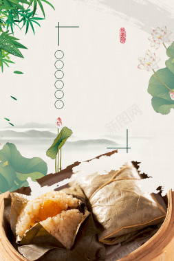 中国风糯米鸡美食推广海报背景背景