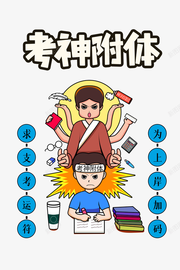 考神附体求签H5页面psd免抠素材_88icon https://88icon.com 卡通元素 求签 考神附体 考试复习 艺术字