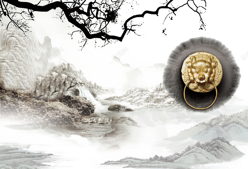 中国水墨树木画展板jpg设计背景_88icon https://88icon.com 中国 水墨 树木 展板 中国风 山水诗情画意白色