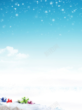 清新冬季雪景背景背景