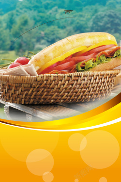 简餐海报营养美食简餐三明治海报背景素材高清图片