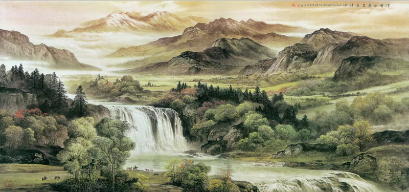 山水风景画背景