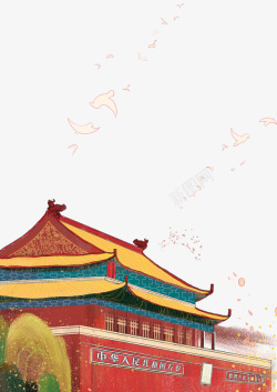 爱国绘画中国风的天安门高清图片