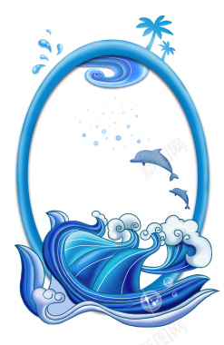 海豚卡通海洋边框背景素材背景