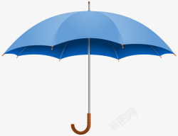 下雨手绘卡通蓝色撑开的伞高清图片