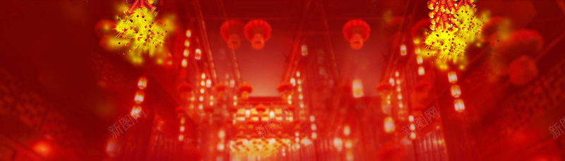 新春喜庆红色古街道背景背景