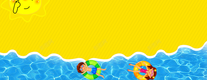 暑假游泳训练拼接几何黄色背景背景