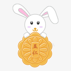 中秋节玉兔吃月饼五仁月饼元素素材