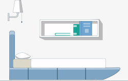 台灯书柜和大床卡通图素材