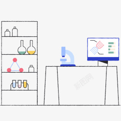 化学实验室卡通二维卡通实验室高清图片