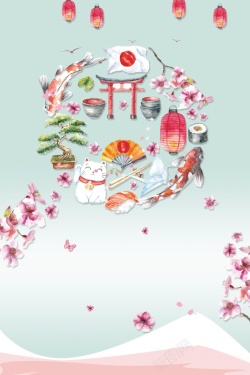 东京海报日本旅游日本樱花背景素材高清图片