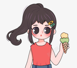 女孩冰淇淋可爱动漫卡通素材