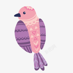 紫色花纹可爱装饰鸟矢量图素材