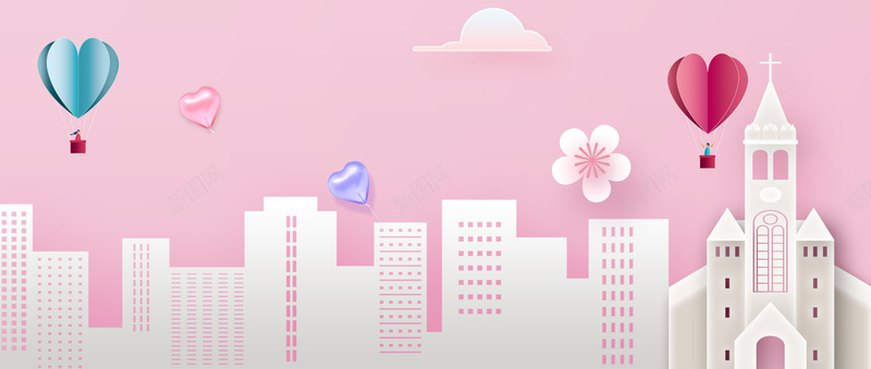 立体扁平城市七夕海报banner背景psd设计背景_88icon https://88icon.com banner 七夕 城市 建筑 扁平 海报 热气球 立体 背景 节日