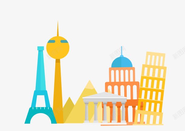 手绘旅游建筑png免抠素材_88icon https://88icon.com 地标建筑 扁平 手绘 旅游