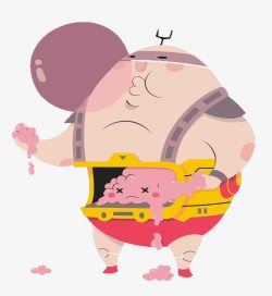 粉色胖子插画素材