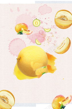 哈密瓜创意水果单页海报背景素材背景