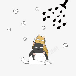 卡通动物猫咪洗澡可爱清晰素材