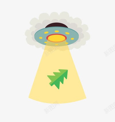 卡通版的ufo在吸东西png免抠素材_88icon https://88icon.com UFO 卡通 外星 磁场