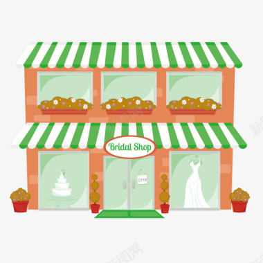 婚纱图标西式二层婚纱店矢量图图标图标