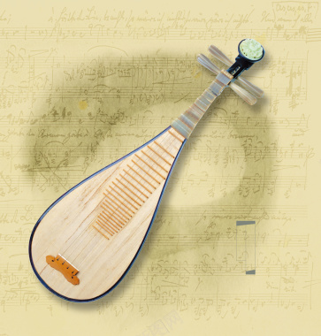 中国风琵琶乐谱黄色背景素材背景