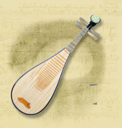 小清新琵琶中国风琵琶乐谱黄色背景素材高清图片