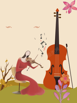 乐器培训班简约清新小提琴演奏培训海报背景高清图片