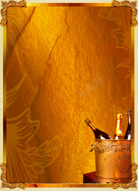 质感金色酒桶画框海报背景模板背景