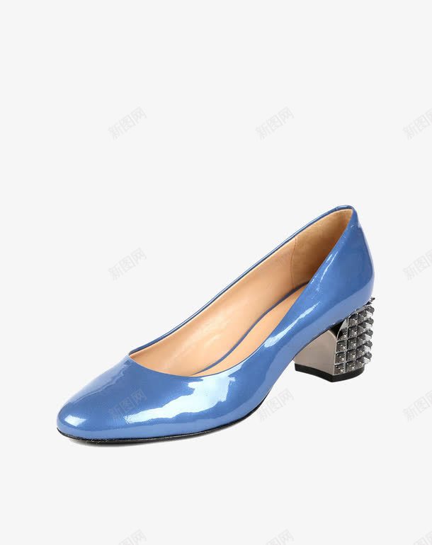 蓝色牛皮革浅口单鞋png免抠素材_88icon https://88icon.com blocco5 产品实物 单鞋 浅口 蓝色