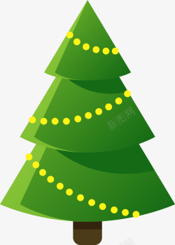 绿色冬日卡通圣诞树素材