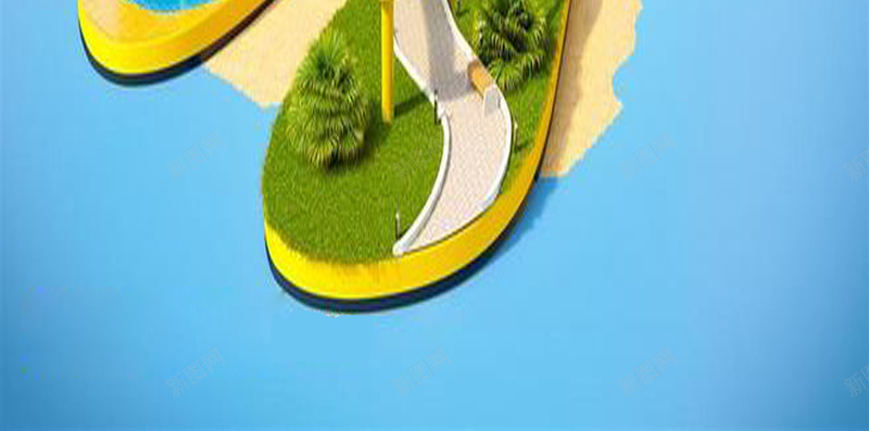 旅游H5海报素材jpg设计背景_88icon https://88icon.com 小岛 泳池 大海 森林 绿色 蓝色 飞机 旅游海报 旅游