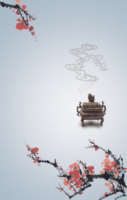 水墨元素材梅花中国风水墨展板背景素材高清图片