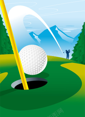 一款高尔夫进球瞬间矢量背景素材背景