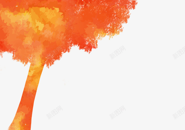秋天的树psd免抠素材_88icon https://88icon.com 卡通 彩色