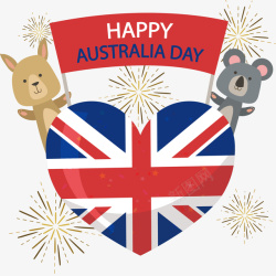 爱心澳大利亚国旗海报矢量图素材