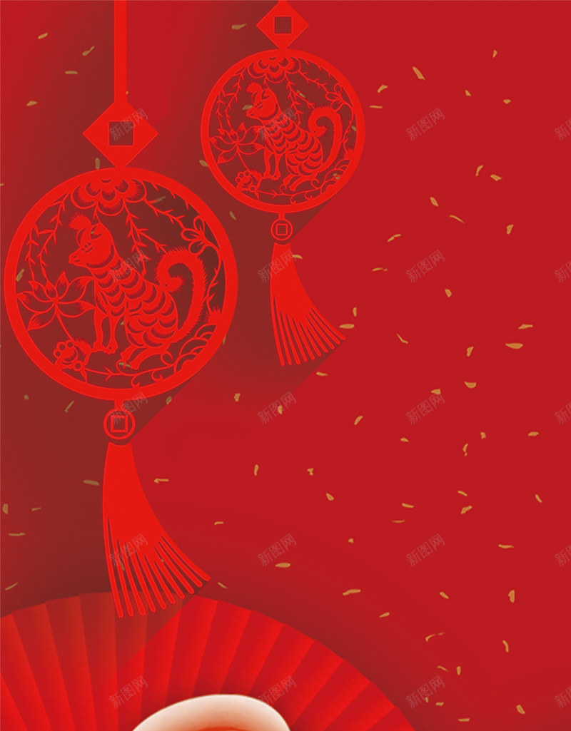 2018狗年春节红色海报jpg设计背景_88icon https://88icon.com 2018狗年 新年好 红色 中国风 新春大吉 新年快乐 喜迎新春 祥云 中国结 灯笼 中国红 温暖