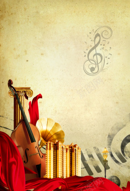 复古质感乐器音符海报背景模板背景