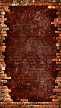 红色砖墙H5素材背景背景