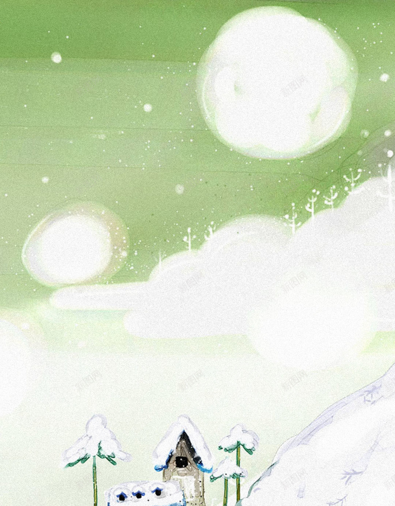 彩色水彩卡通H5背景jpg设计背景_88icon https://88icon.com H5 H5背景 h5 冬季 卡通 小屋 彩色 手绘 水彩 童趣 雪花